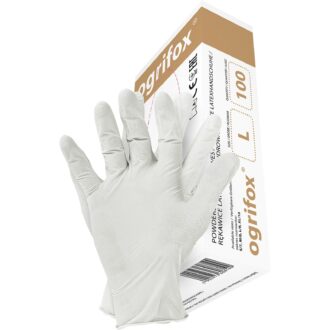 Jednorázové latexové rukavice OGRIFOX 100ks púdrované Jednorázové latexové rukavice OGRIFOX 100ks púdrované
