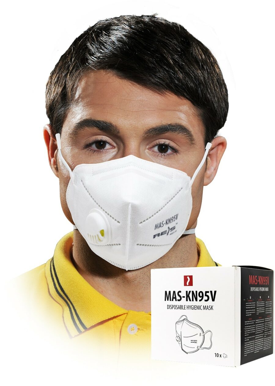 Hygienické rúško KN95 biele s ventilom 5 vrstvové 10ks