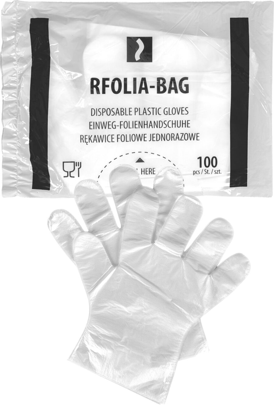 Jednorázové pracovné rukavice FOLIA HDPE 100ks
