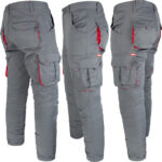 Pracovné nohavice s elastanom MANJOG GREY RED